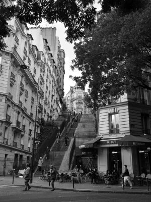 Trappen naar Montmartre Parijs | zwart-wit