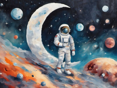 Astronaut met Maan