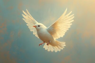 Light and Grace White Bird in Radiant Flight