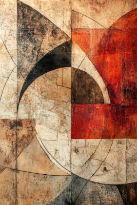 Geometric Abstraction with Earthy Textures and Warm Contrasts