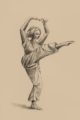 Potlood tekening van een dansers