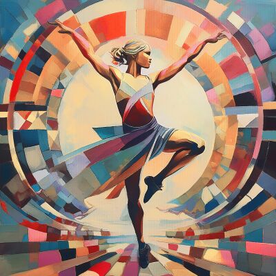 Kleurig kubistisch kunstwerk danseres