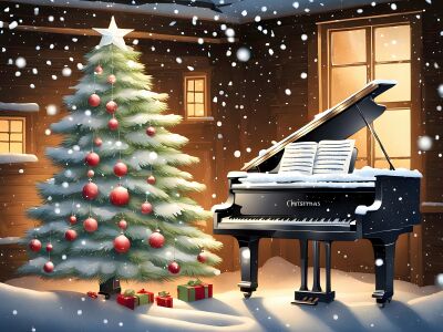 Piano bij de Kerstboom