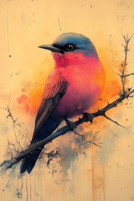 Vibrant Serenity Bird in Warm Hues