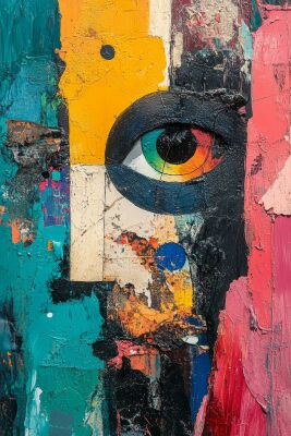 Het Oog van Abstractie Kleurrijk Textuurspel in Mixed Media
