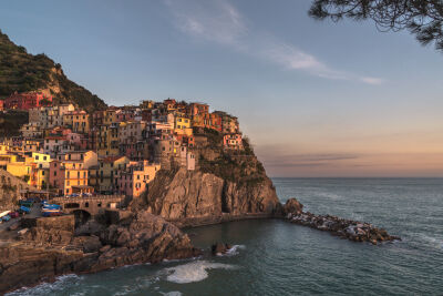 Manarola on a beautiful late afternoon in the golden hour 