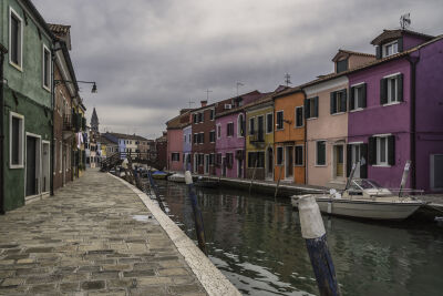 Burano (island in Venice) on a cloudy afternoon