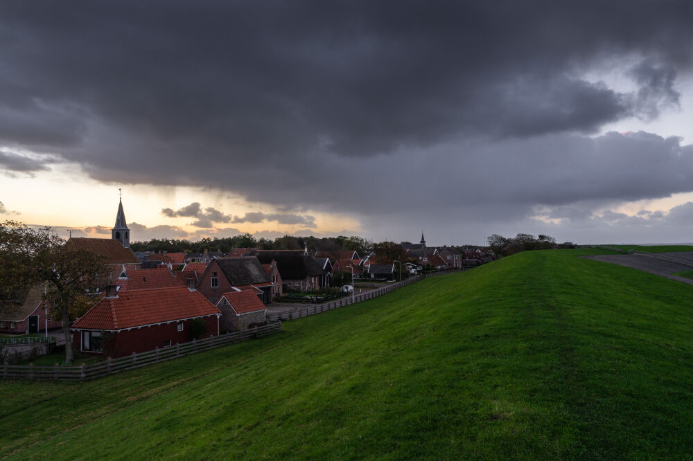 Paesens village in Friesland on a stormy afternoon