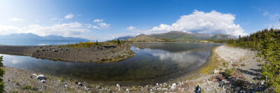 Kluane Lake Yukon, panorama van meer