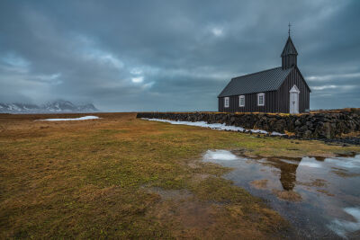 The black church in Budir, Iceland