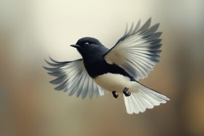 Dance of the Air Elegant Black-and-White Bird in Flight
