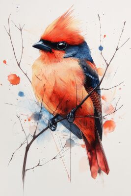 Vurige Vleugels Abstract Portret van een Oranje Vogel