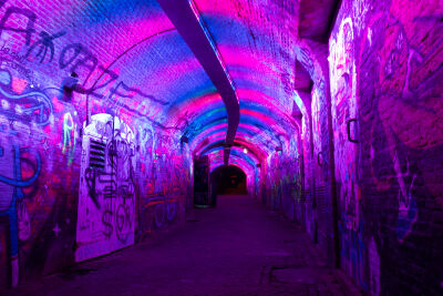 Verlichte tunnel Utrecht