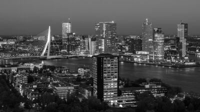 Rotterdam skyline in zwart-wit