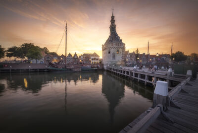 Sunset in the old Harbor, Hoorn