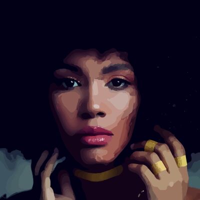Etnische perfectie - Prachtige jonge donkere vrouw met Afro kapsel
