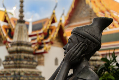 Standbeeld in tempel in Bangkok