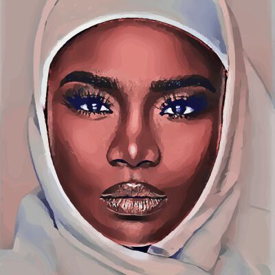 Afrikaanse vrouw met witte hijab